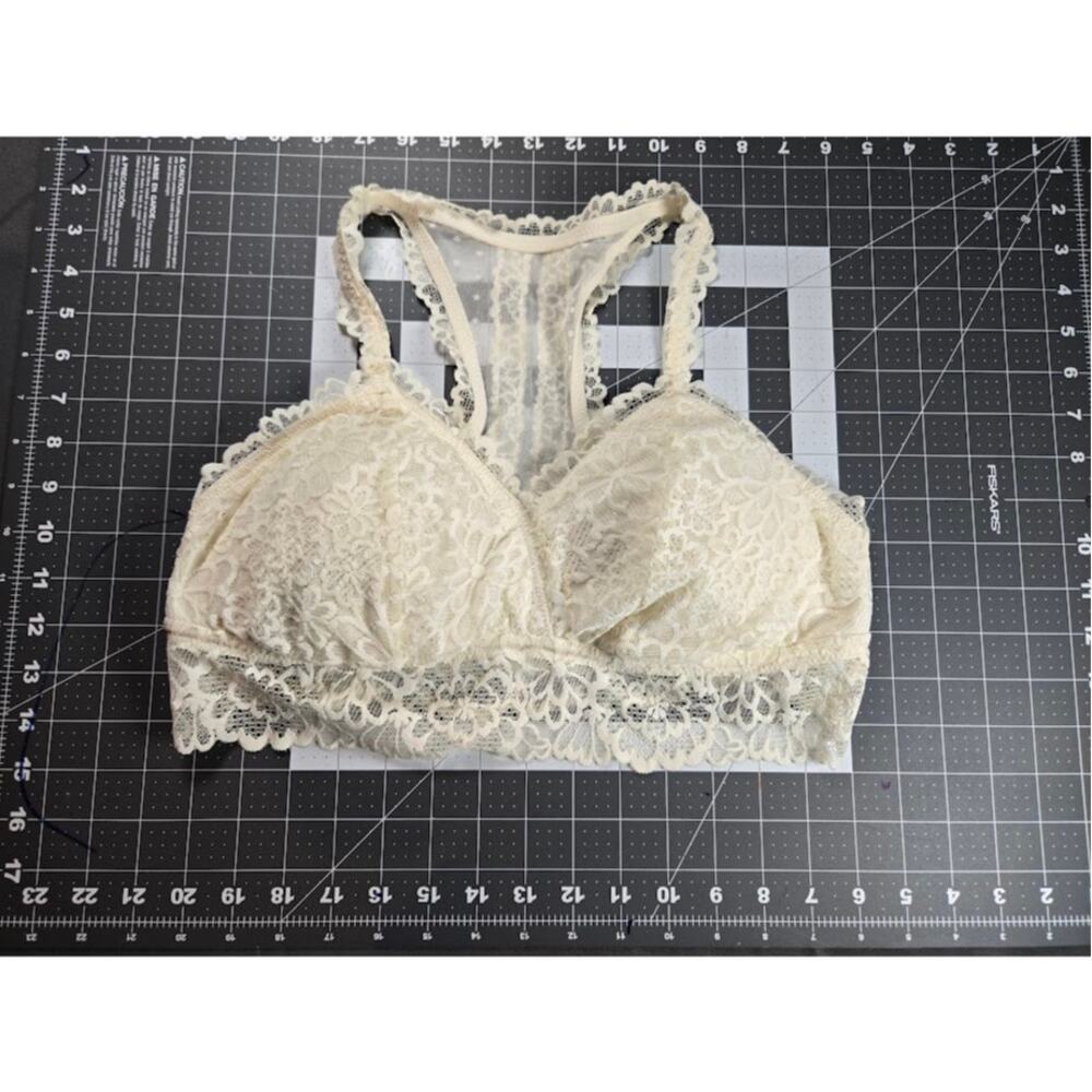 Aerie Cream Lace Racerback Longline Bralette Boho Wireless Top Women's XL